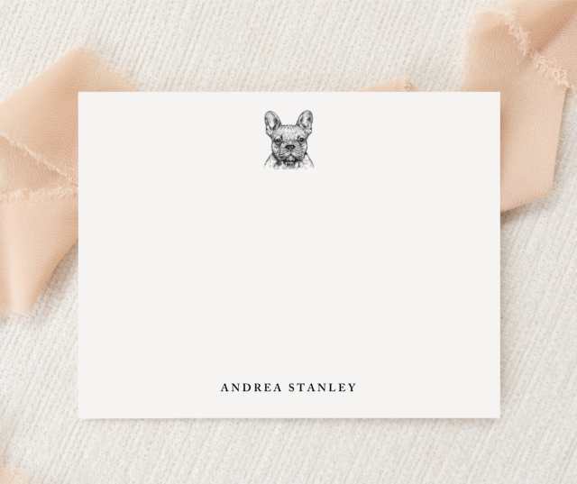 Bow Tie French Bulldog Drawing Card With Envelope 