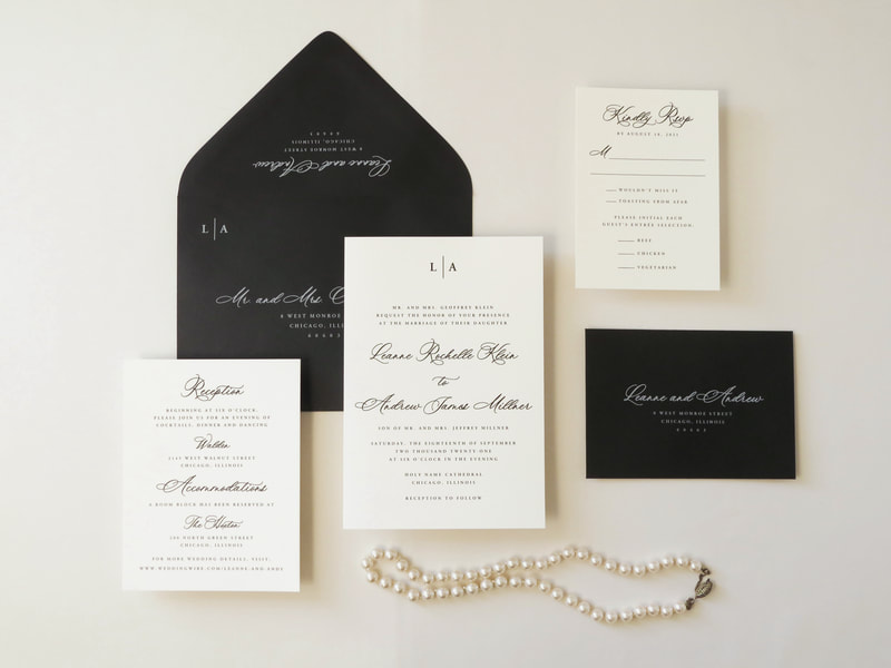 Formal Luxury Elegant Wedding Invitation Ornate Pocket Ornamental Brocade Baroque Invitation - Black Ivory Gold Leaf - Romantic Calligraphy Script