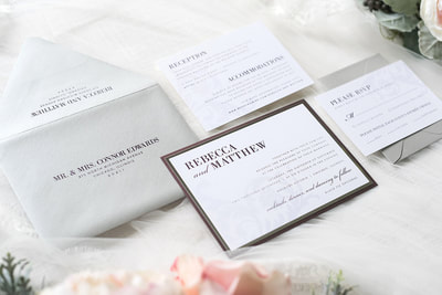 elegant & formal silver foil ornate and formal wedding invitation in white, burgundy / merlot, and silver shimmer with filigree / damask design - chicago wedding invitations