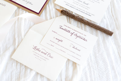 wood grain wedding invitation layered with ivory and burgundy - rustic, barn, wood, country, garden wedding